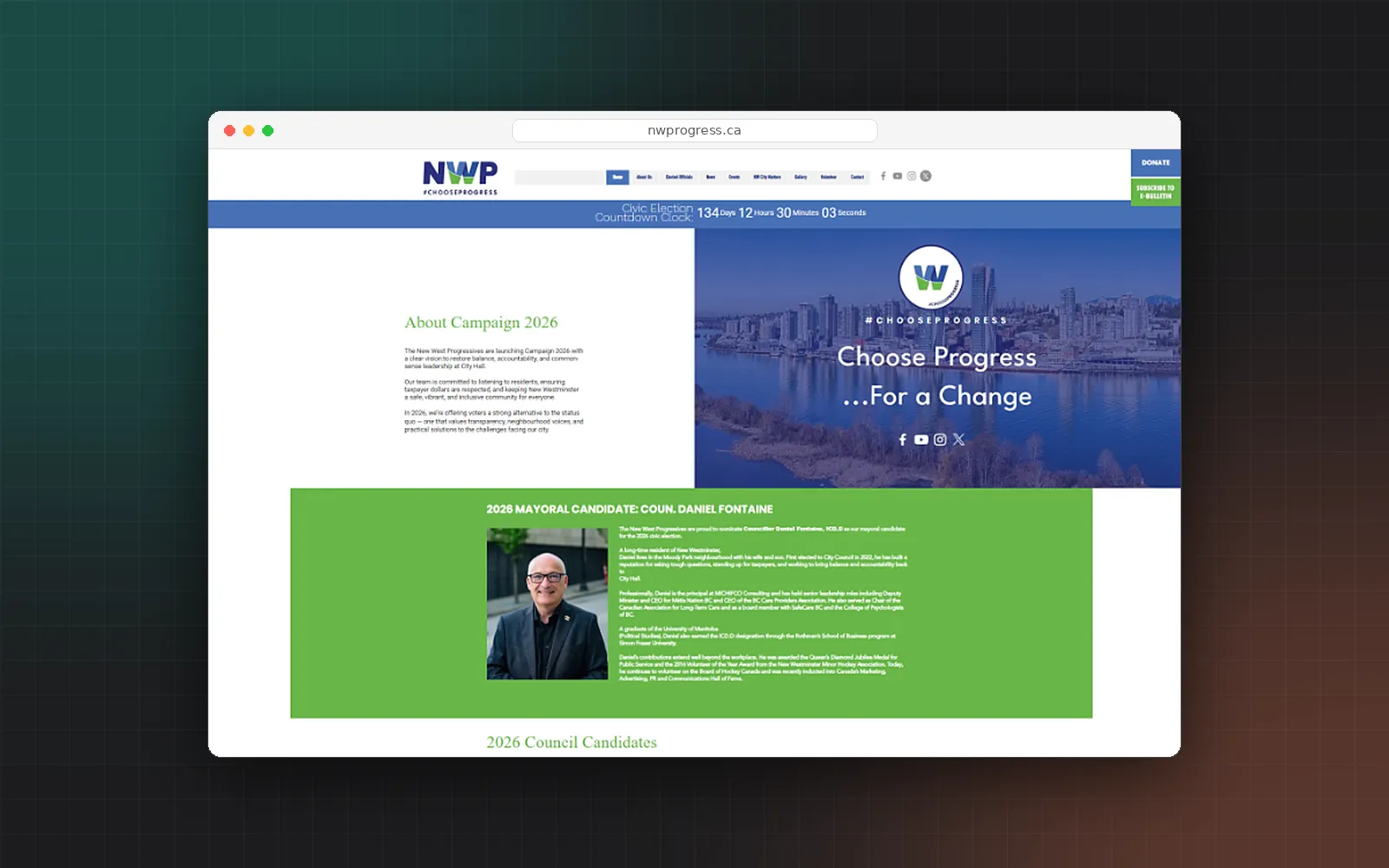 The old New West Progressives website before the redesign